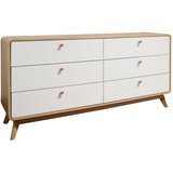 Støraa Bijela/u prirodnoj boji niska komoda u dekoru hrasta 150x74 cm Caitlin – | shoptok.hr