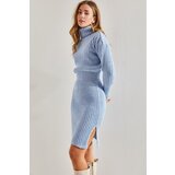 Bianco Lucci Women's Turtleneck Sweater with Elastic Waist Skirt Top and Bottom Knitwear Set | Shoptok.si