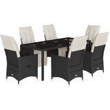  7-dijelni vrtni blagovaonski set s jastucima crni od poliratana Crna 190 x 90 x 75 cm | shoptok.hr