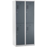 eurokraft basic Garderobna omara AMSTERDAM, predelki s polovično višino, širina 800 mm, 4 predelki, svetlo sive / bazaltno sive barve | Shoptok.si