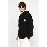 Trendyol Limited Edition Mens Black Oversize/Wide-Fit Hoodie with Animal Embroidered Sweatshirt. | shoptok.hr