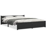  Okvir za krevet od masivnog drva crni 150 x 200 cm veliki | Eponuda.com