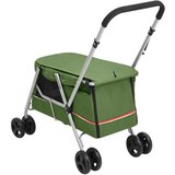  Sklopiva kolica za pse zelena 100x49x96 cm od lanene tkanine | shoptok.hr