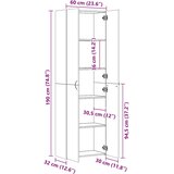  Uredski ormarić crni 60 x 32 x 190 cm od konstruiranog drva | Eponuda.com