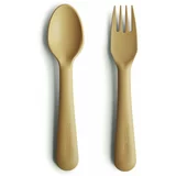 Mushie Fork and Spoon Set pribor Mustard 2 kos