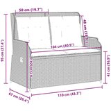 vidaXL Vrtna klop z blazino Siva Poly ratan | Shoptok.si