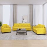3-dijelni set sofa s jastucima svjetložuti od tkanine  3-dijelni set sofa s jastucima svjetložuti od tkanine Slike