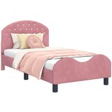 vidaXL Otroški posteljni okvir z vznožjem Roza 80 x 160 cm Žamet, (5000104773) | Shoptok.si