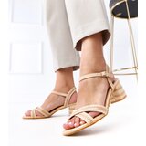  Beige block heel ankle strap sandals Markot | shoptok.hr