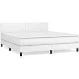  Box spring postelja z vzmetnico bel 160x200 cm umetno usnje, (20898530) | Shoptok.si