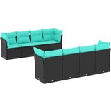  Vrtna garnitura - 9-dijelni set vrtnih sofa od poliratana s jastucima crni - Crna stol + 4x srednja + 4x kutna 1 | shoptok.hr