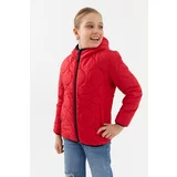 River Club Girl Onion Pattern Waterproof And Windproof Lined Red Hooded Coat.