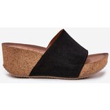 Zazoo Women Suede Sandals On Cork Wedge Black 40311 | Shoptok.si