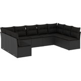 Maison Chic Seti vrtnega pohištva - Vrtna garnitura - Vrtni pohištvo set 9-delna z blazinami črn poli ratan, (21798852) | Shoptok.si