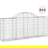  Obokane gabion košare 14 kosov 200x30x80/100 cm cinkano železo, (20758073) | Shoptok.si
