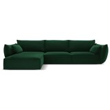 Mazzini Sofas Temno zelena žametna kotna sedežnagarnitura z ležalnikom (levi kot) Vanda – | Shoptok.si