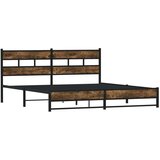 Metalni Kovinski posteljni okvir brez vzmetnice dimljen hrast 200x200cm, (21610835) | Shoptok.si
