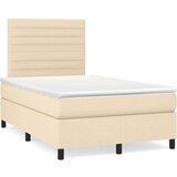  Box spring postelja z vzmetnico krem 120x200 cm blago | Shoptok.si