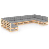  Sedežna garnitura 10-delna z blazinami trdna borovina | Shoptok.si
