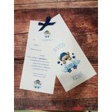  Unikatno Vabilo za krst z medvedkom in majhno pentljico, modro REK103 | Shoptok.si