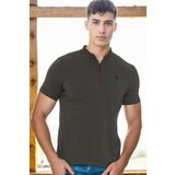 Dewberry T8571 ZIPPER MEN'S T-SHIRT-KHAKI-1 Cene