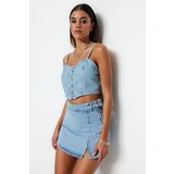 Trendyol Shorts - Blue - High Waist Cene