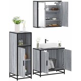  3-dijelni set kupaonskog namještaja siva boja hrasta drveni | shoptok.hr