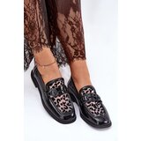VINCEZA Leather Patent Moccasins With Mesh Black 31931 | Shoptok.si