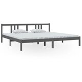 The Living Store Posteljni okvir siv iz trdnega lesa 200x200 cm - Posteljni Okvir, (21528669) | Shoptok.si