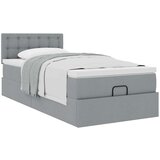 vidaXL Otomanski posteljni okvir z vzmetnico siv 90x190 cm blago | Shoptok.si