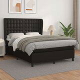  Box spring postelja z vzmetnico črn 140x190 cm umetno usnje, (20726534) | Shoptok.si