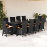 vidaXL 11-dijelni vrtni blagovaonski set s jastucima poliratan crni | shoptok.hr