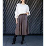 Gemre Brown long skirt decorated with an animal motif belt Hanie | Shoptok.si