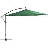 vidaXL Previsni senčnik z LED lučmi in kovinskim drogom 350 cm zelen | Shoptok.si