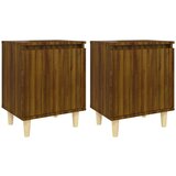  Noćni ormarić s drvenim nogama 2 kom smeđi hrast 40x30x50 cm | shoptok.hr
