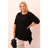 Kesi Włoski Women's Plus Size blouse with cotton, featuring a pocket and rolled sleeves kiwi Cene