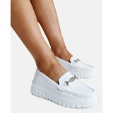 Gemre White leather loafers with decorative buckle Taija | Shoptok.si
