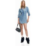 Desigual Košulja haljina plavi traper | shoptok.hr
