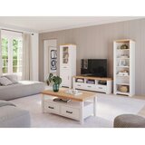 Livetastic VITRINA, masivno bor bela, barve hrasta | Shoptok.si