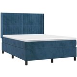  Box spring postelja z vzmetnico LED temno modra 140x200cm žamet, (20901349) | Shoptok.si