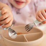 BabyOno Be Active Stainless Steel Spoon and Fork pribor za otroke Mint 12m+ 2 kos | Shoptok.si