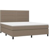  Box spring postelja z vzmetnico LED taupe 160x200 cm blago, (20898479) | Shoptok.si