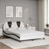  The Living Store Posteljni okvir z vzglavjem bel in črn 140x190 cm umetno usnje - Posteljni Okvir, (21496272) | Shoptok.si