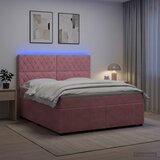  LED okvir za krevet s madracem Ružičasta 140 x 200 cm Baršun | shoptok.hr