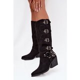 Boto Cowboy Boots with Block Heel with Buckles Black Fivelle | Shoptok.si