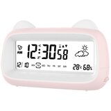 INF Polnilna mačja budilka z nočno lučko in prikazom temp. in vlažnosti Pink, (5000290739) Cene