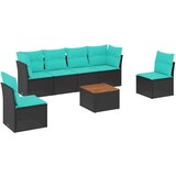  Vrtna garnitura - 7-dijelni set vrtnih sofa od poliratana s jastucima crni - Crna 2x kutna + 4x srednja + stol 1 | shoptok.hr