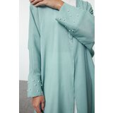 Trendyol Mint Pearl Detailed Woven Shiny Fabric Cap & Abaya & Abaya | Eponuda.ba