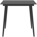  Vrtni blagovaonski stol crni 80 x 80 x 74 cm od čelika i stakla | shoptok.hr