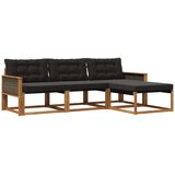 vidaXL Zunanja garnitura za sedenje z blazino 4 pcs Naravna in črna, (5000273616) | Shoptok.si